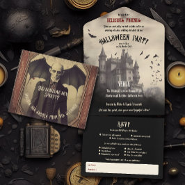 Invitación Todo En Uno Castillo de Drácula para adultos Halloween