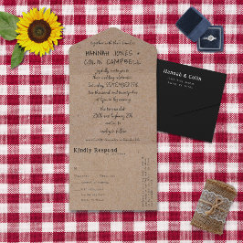 Invitación Todo En Uno Casual Handwriter Typography Kraft