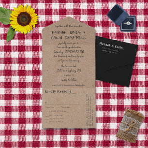 Invitación Todo En Uno Casual Handwriter Typography Kraft