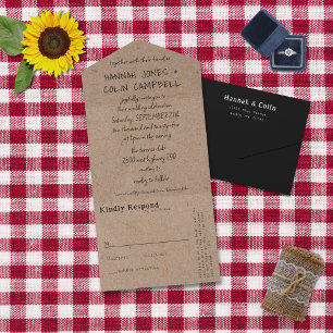 Invitación Todo En Uno Casual Handwriter Typography Kraft