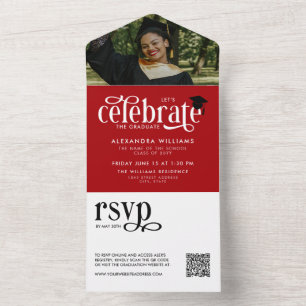 Invitación Todo En Uno Celebra al graduado Foto QR RSVP