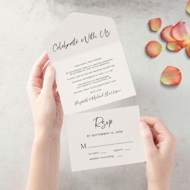Invitación Todo En Uno Celebración moderna con la recepción de la boda cr (Subido por el creador)