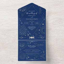 Invitación Todo En Uno Celestial moon sun stars constellations wedding