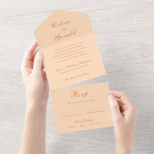 Invitación Todo En Uno Celine Peach Elegant Wedding
