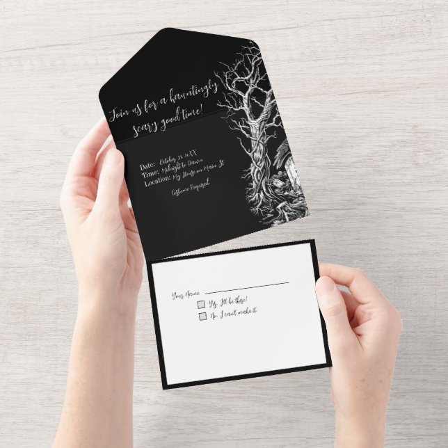 Invitación Todo En Uno Cementerio de Nevermore (desgarro)