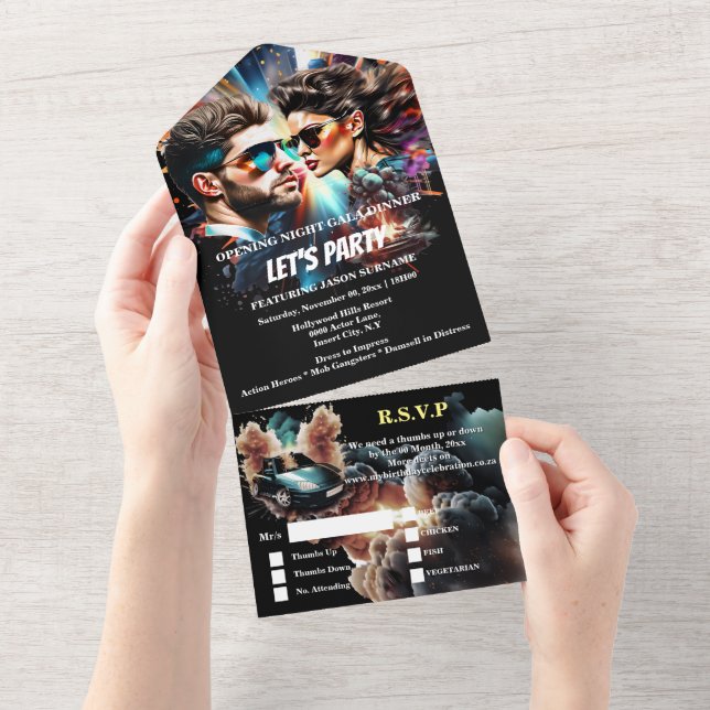 Invitación Todo En Uno Cena de cumpleaños de poster de cine para adultos (desgarro)