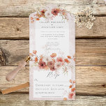 Invitación Todo En Uno Cena floral moderna de boho de óxido y neutrales<br><div class="desc">DISPONIBLE CON O SIN CÓDIGO QR O CON O SIN OPCIONES DE SELECCIÓN DE CENAS. El diseño es sencillo pero elegante,  con naranjas quemados,  roya,  crema y boho marrón sobre el arco blanco y el fondo blanco moteado y rojizo angustiado. Creado por Simply Farmhouse Press.</div>