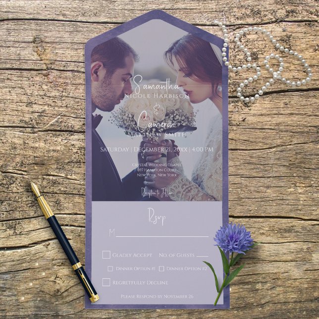 Invitación Todo En Uno Cena fotográfica Purple Modern (Subido por el creador)