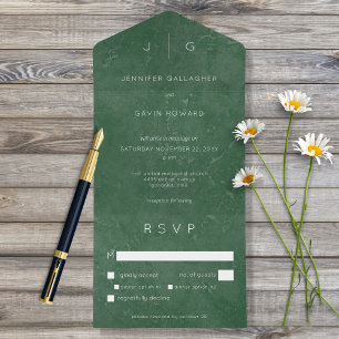 Invitación Todo En Uno Cena moderna minimalista elegante verde esmeralda 