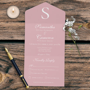 Invitación Todo En Uno Cena rosa monográfica moderna