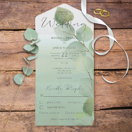 Invitación Todo En Uno Cena Sage Green Modern Eucalyptus