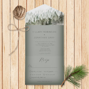 Invitación Todo En Uno Cena verde del bosque húmedo de montaña rusa