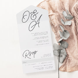 Invitación Todo En Uno Ceniza | Script Watermark Monogram Boda