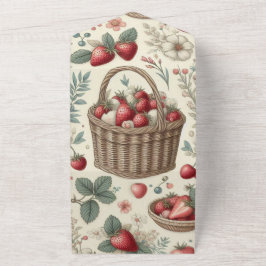 Invitación Todo En Uno Cesta de Frutas Gingham Diversión