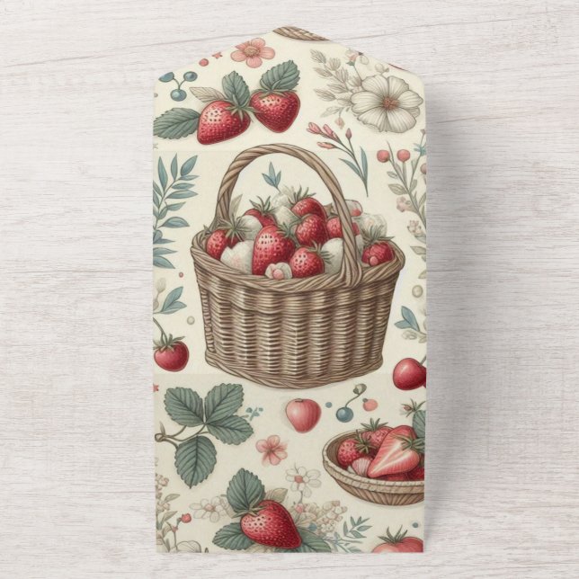 Invitación Todo En Uno Cesta de Frutas Gingham Diversión (Afuera)