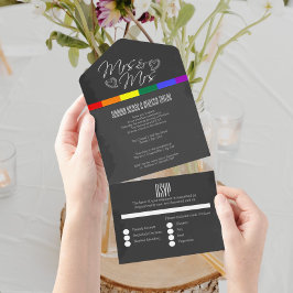 Invitación Todo En Uno Chalkboard boda doodle corazón a la señora y a la