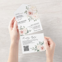 Champagne Ivory Rubor Floral rosa Boda de código Q