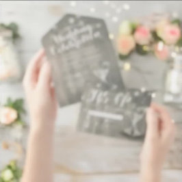 Invitación Todo En Uno Champán Gafas Rústica de cuerda de madera Boda