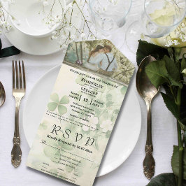 Invitación Todo En Uno Chartreuse verde floral botánica Una Foto Irlandes