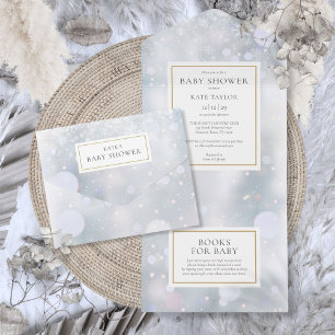 Invitación Todo En Uno Chic Primera Nieve de Invierno Baby Shower