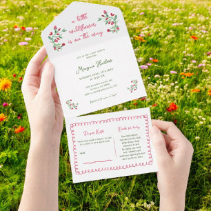 Invitación Todo En Uno Chica de Flor Silvestre Vintage Baby Shower