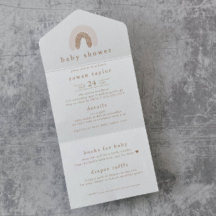 Invitación Todo En Uno CHICA de la RU Boho Rainbow Diaper Raffle Baby Sho