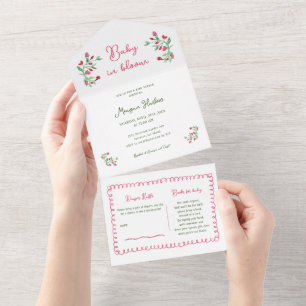 Invitación Todo En Uno Chica Floral Vintage Baby Shower