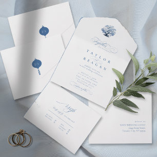 Invitación Todo En Uno Chinoiserie Boda Tree Motif ID1094