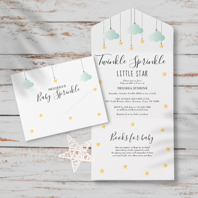 Invitación Todo En Uno Chispas Brillo Baby Shower Neutro (Subido por el creador)