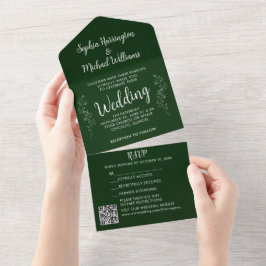 Invitación Todo En Uno Christmas All in One Wedding Invite Holiday Green