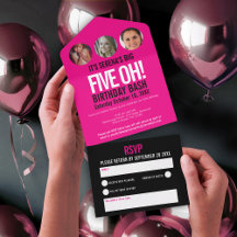 Círculos gráficos de fotos negras rosadas 50 cumpl