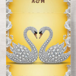 Invitación Todo En Uno Cisnes Románticos de Cristal de Diamante Escena Cá