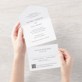 Invitación Todo En Uno Clásico Atemporal Boda con Código QR Formal