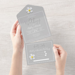 Invitación Todo En Uno Clásico formal moderno, Boda blanco sobre gris cla