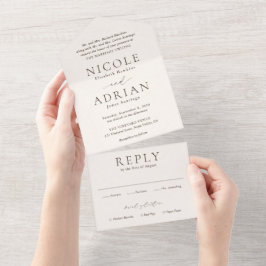 Invitación Todo En Uno Clásico Marfil Elegante Boda