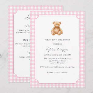 Invitación Todo en Uno Clásico Prep Teddy Bear Baby Shower