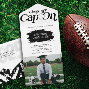 Invitación Todo En Uno Cleats Off Cap On Graduación Todo en una Sola Invi
