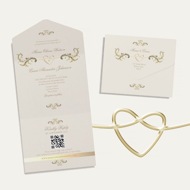 Invitación Todo En Uno Código QR Boda Barroca de Oro (Subido por el creador)
