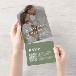 Invitación Todo En Uno Código QR | Boda de fotografía de la superposición
