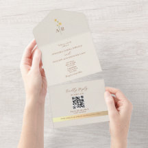 Código QR Bodas Flor Silvestre Marfil Neutro Dorad