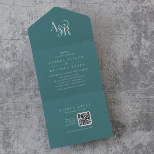 Invitación Todo En Uno Código QR de ANDREA Dark Teal Simple Minimalista B