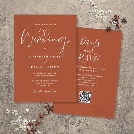 Invitación Todo en uno Código QR de Boda de Terracota