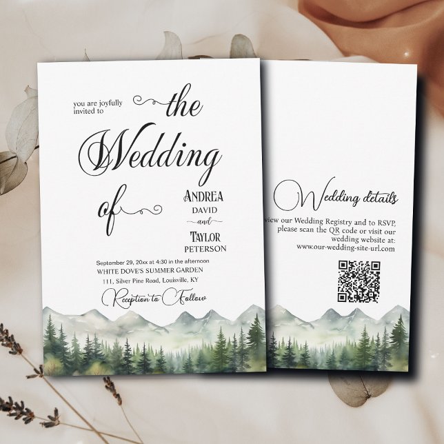 Invitación Todo en uno Código QR de Caligrafía Elegante Boda (Subido por el creador)