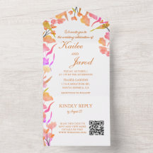 Código QR de Flor Silvestre Rosa y Naranja Brillan