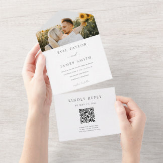 Invitación Todo En Uno Código QR de Foto Moderno