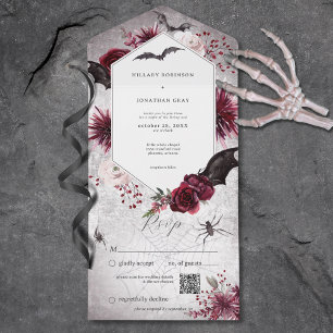 Invitación Todo En Uno Código QR de Halloween de Halloween en negro gótic