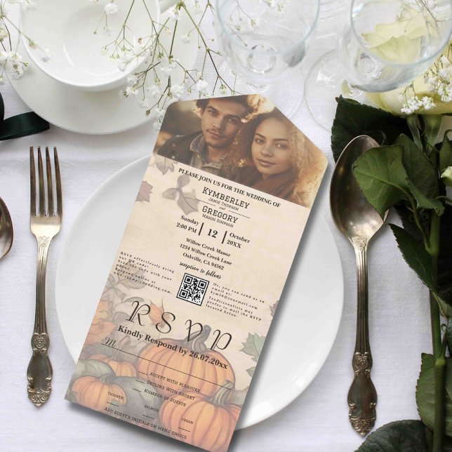 Invitación Todo En Uno Código QR de la Fotografía de la Calabaza de Cosec (Subido por el creador)