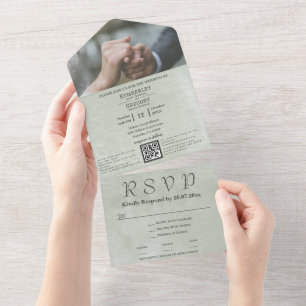 Invitación Todo En Uno Código QR elegante y elegante minimalista de Celad