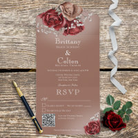 Código QR floral para Rosas rojos y marrones moder