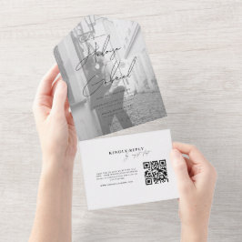 Invitación Todo En Uno Código QR minimalista Todo en un Boda de fotos